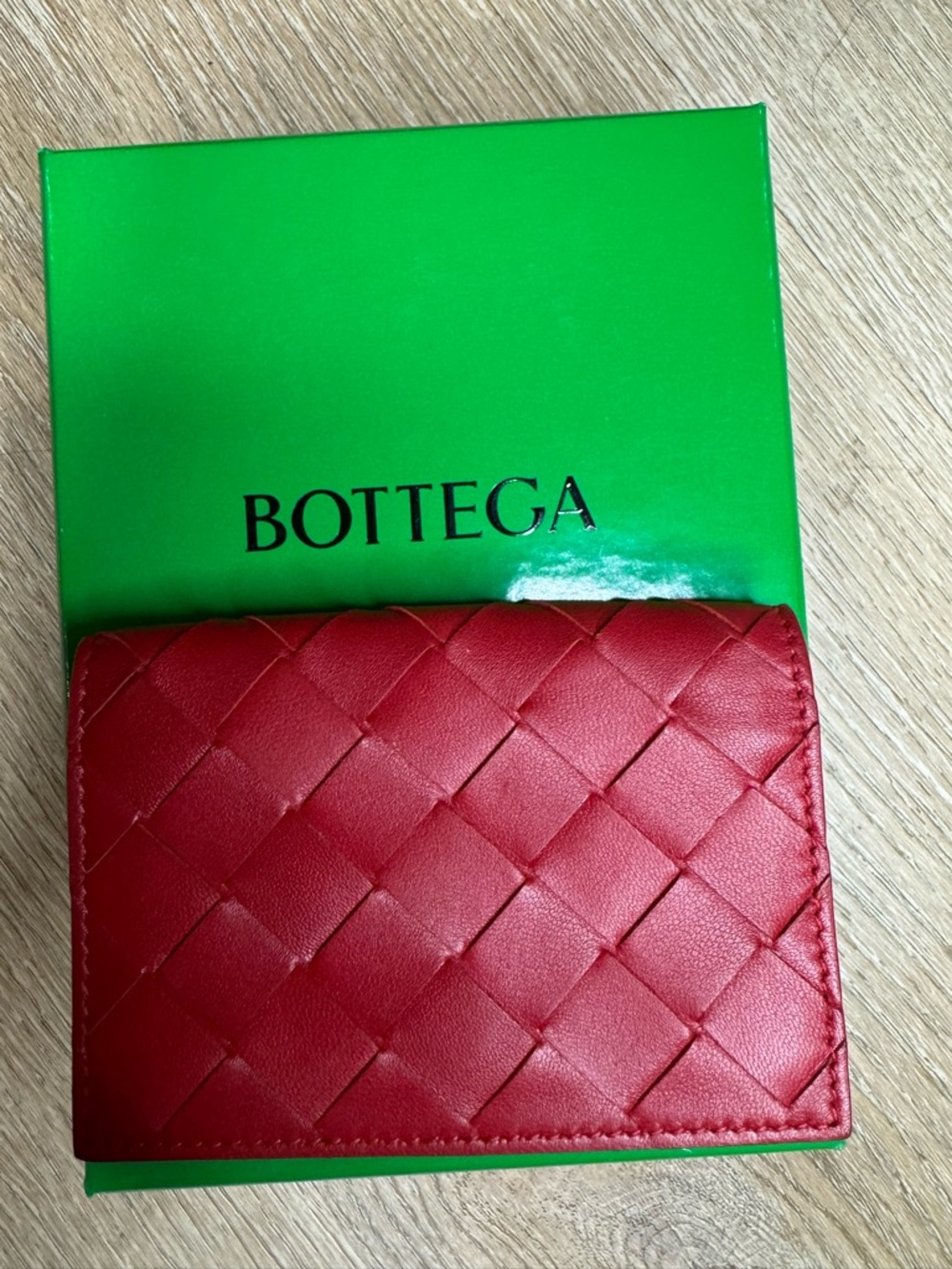 Bottega Veneta Red Intrecciato Card & Key Holder